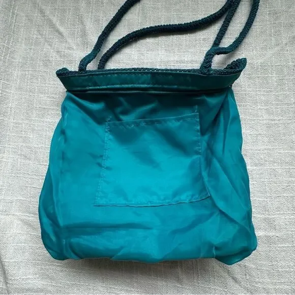 Handbag Shoulder Bag Turquoise Blue Braided Ribbon Weave - Picture 7 of 10